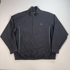 DryJoy FootJoy Golf Jacket Men's XL Black 1/4 Zip Snap Windbreaker Performance